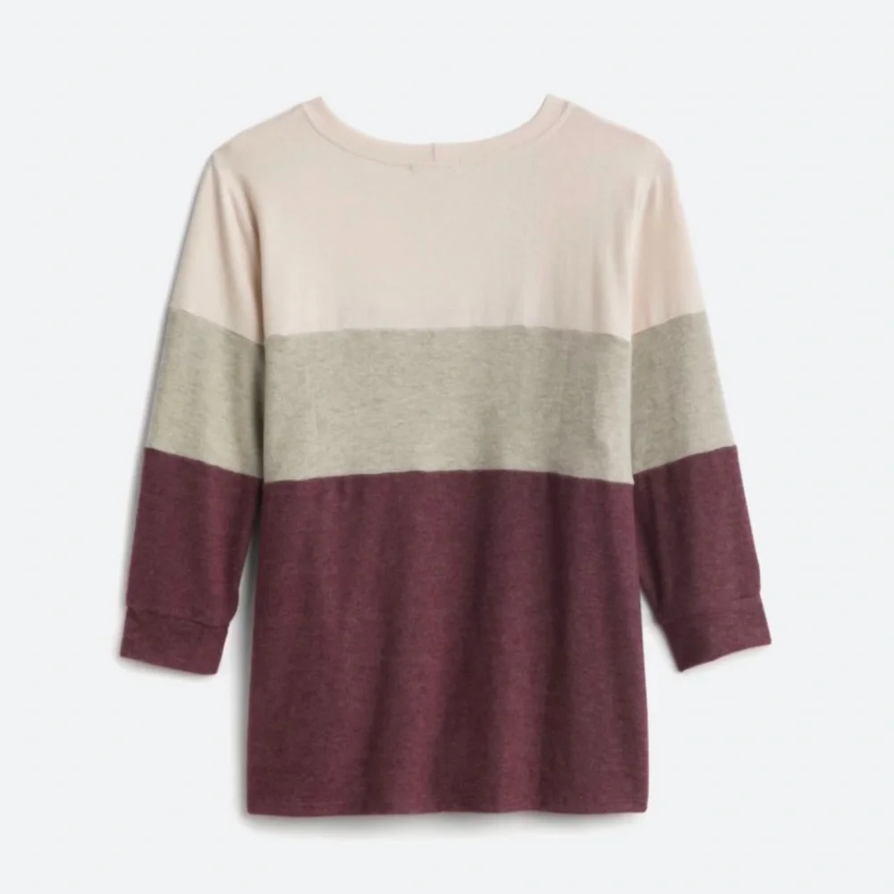 Nine Britton Araya Tie Front Brushed Knit Top Size 2XL Soft Crewneck - Picture 2 of 7